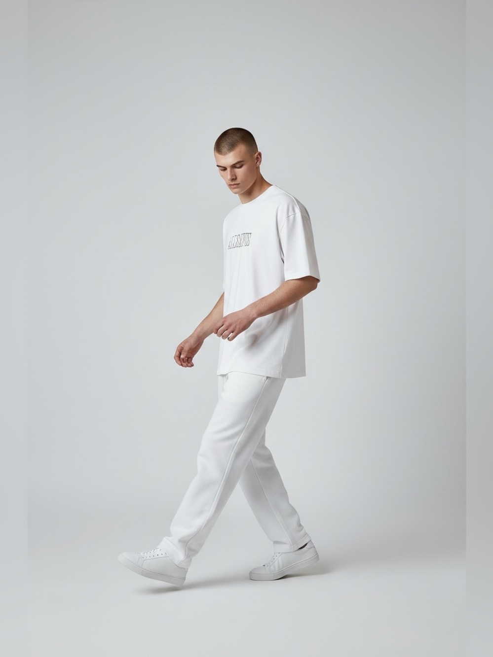 All Saints Men's White Short-Sleeve Logo Tee